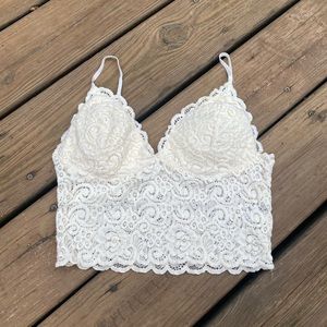 Creamy white lace bralet top